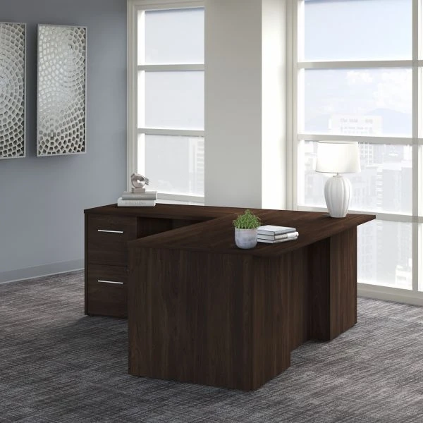 Bush Business Furniture Office 500 72W L Shaped Executive Desk With Drawers In Black Walnut 5 Bush Business Furniture Office 500 72W L Shaped Executive Desk With Drawers In Black Walnut - Image 5