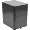 Warner Modern 3-Drawer Mobile Locking Filing Cabinet With Anti-Tilt Mechanism And Hanging Drawer For Legal & Letter Files, Black