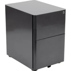 Warner Modern 3-Drawer Mobile Locking Filing Cabinet With Anti-Tilt Mechanism And Hanging Drawer For Legal & Letter Files, Black