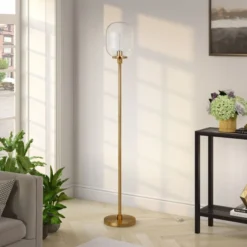 Agnolo 69" Tall Floor Lamp With Glass Shade In Brass/Seeded -office furniture sale 963c4f0f9738c76fe031f1ce659548a9d2