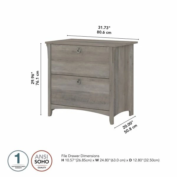 Bush Furniture Salinas 2 Drawer Lateral File Cabinet In Driftwood Gray 5 Bush Furniture Salinas 2 Drawer Lateral File Cabinet In Driftwood Gray - Image 5