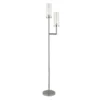 Basso 2-Light Torchiere Floor Lamp With Glass Shade In Polished Nickel/Clear