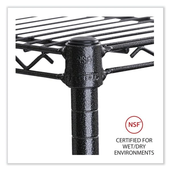 Alera 5-Shelf Wire Shelving Kit With Casters And Shelf Liners, 36w X 18d X 72h, Black Anthracite 4 Alera 5-Shelf Wire Shelving Kit With Casters And Shelf Liners, 36w X 18d X 72h, Black Anthracite - Image 4