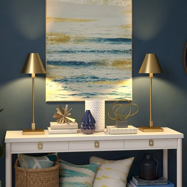 Clement 28" Tall Table Lamp With Metal Shade In Brass/Brass 6 Clement 28" Tall Table Lamp With Metal Shade In Brass/Brass - Image 6