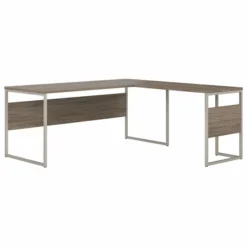 Bush Business Furniture Hybrid 72W X 30D L Shaped Table Desk With Metal Legs In Modern Hickory