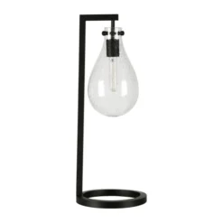 Weston 25" Tall Table Lamp With Glass Shade In Blackened Bronze/Seeded