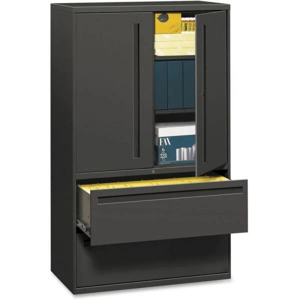 HON 700 Series Lateral File W/Storage Cabinet, Letter/Legal/A4, 42w X 18d, Charcoal 1 HON 700 Series Lateral File W/Storage Cabinet, Letter/Legal/A4, 42w X 18d, Charcoal