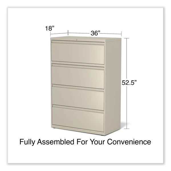 Alera Lateral File, 4 Legal/Letter-Size File Drawers, Putty, 36" X 18.63" X 52.5" 3 Alera Lateral File, 4 Legal/Letter-Size File Drawers, Putty, 36" X 18.63" X 52.5" - Image 3
