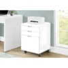 Monarch Specialties File Cabinet, Rolling Mobile, Storage Drawers, Printer Stand, Office, Work, Glossy White Laminate, Contemporary, Modern