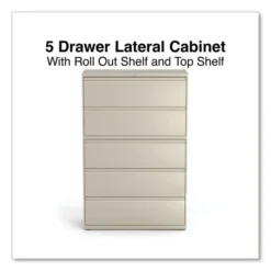 Alera Lateral File, 5 Legal/Letter/A4/A5-Size File Drawers, Putty, 42" X 18.63" X 67.63" -office furniture sale 9822192ba19c489179c3948c22cab32de9