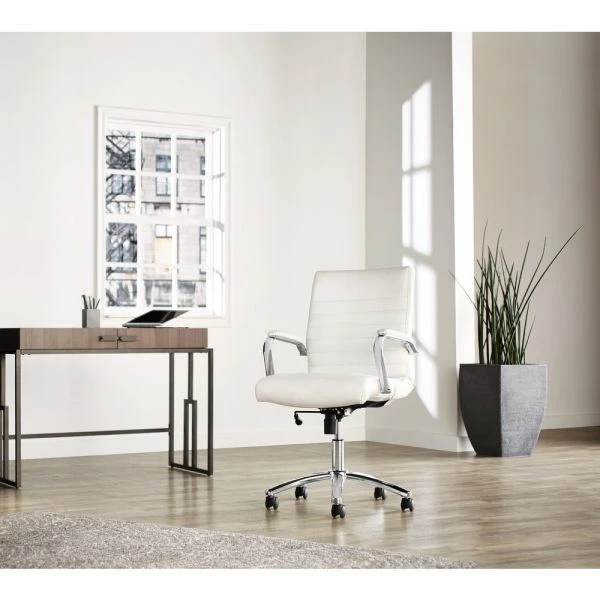 Modern Comfort Winsley Bonded Leather Mid-Back Manager's Chair, White/Silver, BIFMA Certified 3 Modern Comfort Winsley Bonded Leather Mid-Back Manager's Chair, White/Silver, BIFMA Certified - Image 3
