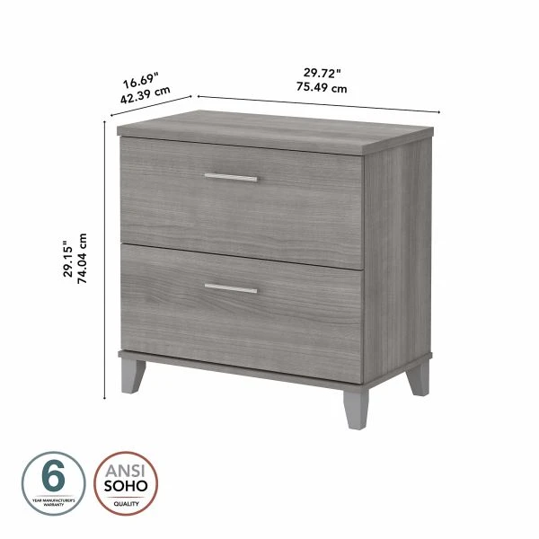 Bush Furniture Somerset 2 Drawer Lateral File Cabinet In Platinum Gray 3 Bush Furniture Somerset 2 Drawer Lateral File Cabinet In Platinum Gray - Image 3