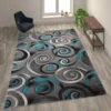 Masie Collection 8' X 10' Turquoise Swirl Olefin Area Rug With Jute Backing - Entryway, Living Room, Bedroom
