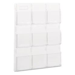 Safco Reveal Clear Literature Displays, 9 Compartments, 30w X 2d X 36.75h, Clear