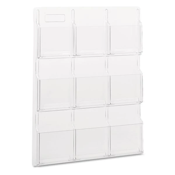 Safco Reveal Clear Literature Displays, 9 Compartments, 30w X 2d X 36.75h, Clear 1 Safco Reveal Clear Literature Displays, 9 Compartments, 30w X 2d X 36.75h, Clear