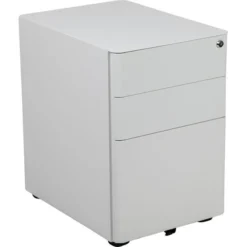 Warner Modern 3-Drawer Mobile Locking Filing Cabinet With Anti-Tilt Mechanism And Hanging Drawer For Legal & Letter Files, White