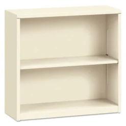 HON Metal Bookcase, Two-Shelf, 34.5w X 12.63d X 29h, Putty