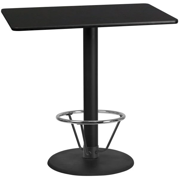 Stiles 30'' X 48'' Rectangular Black Laminate Table Top With 24'' Round Bar Height Table Base And Foot Ring 1 Stiles 30'' X 48'' Rectangular Black Laminate Table Top With 24'' Round Bar Height Table Base And Foot Ring