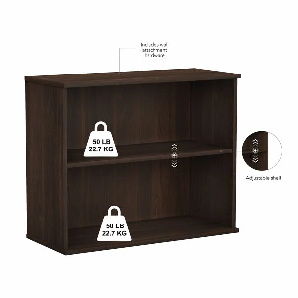 Bush Business Furniture Hybrid Tall Etagere Bookcase In Black Walnut 4 Bush Business Furniture Hybrid Tall Etagere Bookcase In Black Walnut - Image 4