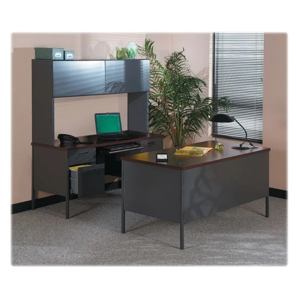 HON Metro Classic Series Left Pedestal "L" Workstation Desk, 66" X 30" X 29.5", Mahogany/Charcoal 7 HON Metro Classic Series Left Pedestal "L" Workstation Desk, 66" X 30" X 29.5", Mahogany/Charcoal - Image 7