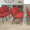 Flash Furniture HERCULES Series 18.5''W Red Fabric Stacking Church Chair With 4.25'' Thick Seat - Silver Vein Frame