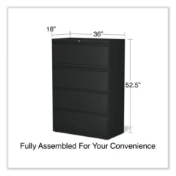Alera Lateral File, 4 Legal/Letter-Size File Drawers, Black, 36" X 18.63" X 52.5" -office furniture sale 9b2a6ff2c77b17522ab67084bc5bfd0132