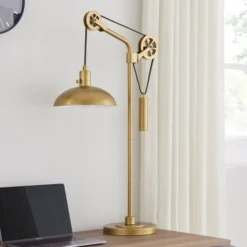 Neo 33.5" Tall Spoke Wheel Pulley System Table Lamp With Metal Shade In Brass/Brass 13 Neo 33.5" Tall Spoke Wheel Pulley System Table Lamp With Metal Shade In Brass/Brass -office furniture sale 9bcb49fe3b091cf8abeb482e845dfd2cc6