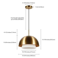 Octavia 15.75" Wide Pendant With Metal/Glass Shade In Brass/Brass And White -office furniture sale 9c10eb4d9f74a427ef766c97a07cbb1a49