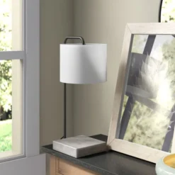 Roland 22" Tall Table Lamp With Fabric Shade In Blackened Bronze/Concrete/White 7 Roland 22" Tall Table Lamp With Fabric Shade In Blackened Bronze/Concrete/White -office furniture sale 9cd442b5673a87da9accec742641abf3db