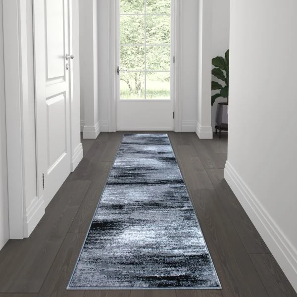 Rylan Collection 2' X 7' Gray Abstract Area Rug - Olefin Rug With Jute Backing For Hallway, Entryway, Bedroom, Living Room 1 Rylan Collection 2' X 7' Gray Abstract Area Rug - Olefin Rug With Jute Backing For Hallway, Entryway, Bedroom, Living Room