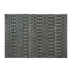 Beth Geometric Bohemian Low Pile Rug - 5' X 7' - Dark Gray/Ivory Polyester -office furniture sale 9cfb91130923f0330bcc32249c938231c6