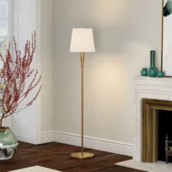 Emerson 60" Tall Floor Lamp With Fabric Shade In Brass/White 9 Emerson 60" Tall Floor Lamp With Fabric Shade In Brass/White -office furniture sale 9d02e7e54f0a20f9173b5c6af3aed99a4f