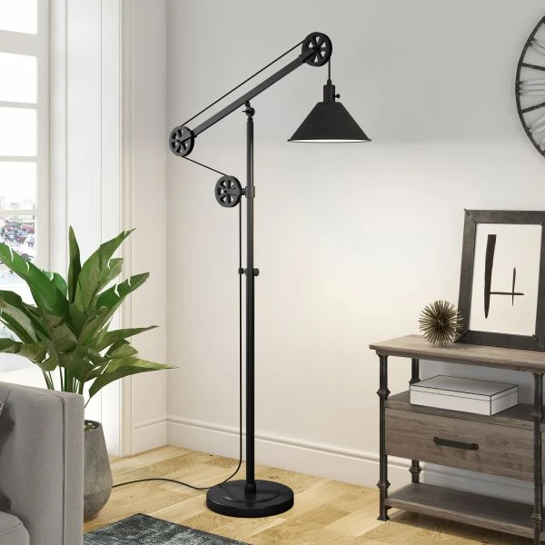 Descartes Pulley System Floor Lamp With Metal Shade In Blackened Bronze/Blackened Bronze 3 Descartes Pulley System Floor Lamp With Metal Shade In Blackened Bronze/Blackened Bronze - Image 3
