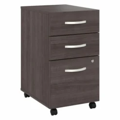 Bush Business Furniture Hybrid 3 Drawer Mobile File Cabinet In Storm Gray - Assembled
