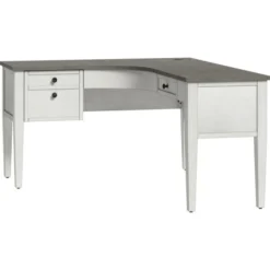 Whalen Lagron 60"W Wood L-Desk, Arctic White/Shadow Gray -office furniture sale 9d8bce6e01c6acaa5ac0647cd3f1d4a3a0