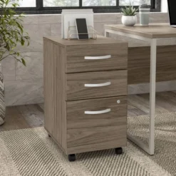 Bush Business Furniture Hybrid 3 Drawer Mobile File Cabinet In Modern Hickory - Assembled -office furniture sale 9d97635ac803aeba07eda9ecd86843f883