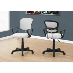Monarch Specialties Office Chair, Adjustable Height, Swivel, Ergonomic, Armrests, Computer Desk, Work, Juvenile, White Mesh, Black Metal, Contemporary, Modern