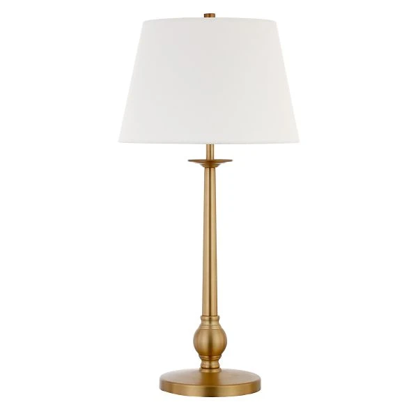 Wilmer 28" Tall Table Lamp With Fabric Shade In Brass/White 1 Wilmer 28" Tall Table Lamp With Fabric Shade In Brass/White