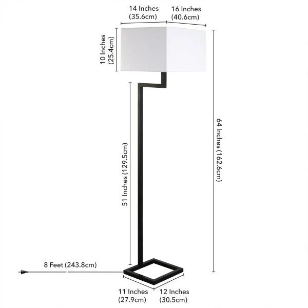 Xavier 64" Tall Floor Lamp With Fabric Shade In Blackened Bronze/White 4 Xavier 64" Tall Floor Lamp With Fabric Shade In Blackened Bronze/White - Image 4