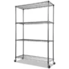 Alera NSF Certified 4-Shelf Wire Shelving Kit With Casters, 48w X 18d X 72h, Black Anthracite