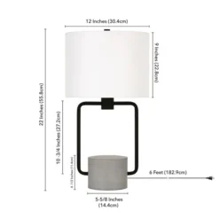 Howland 22" Tall Table Lamp With Fabric Shade In Blackened Bronze/Concrete/White -office furniture sale 9ec5d25e9fa3dc1334bf67134dcfdb161d