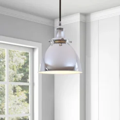 Madison 8" Wide Pendant With Metal Shade In Polished Nickel/Polished Nickel -office furniture sale 9eeb50cae00a74dd4d255bf180f18980cf