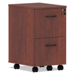 Alera Valencia Series Mobile Pedestal, Left Or Right, 2 Legal/Letter-Size File Drawers, Medium Cherry, 15.38" X 20" X 26.63"