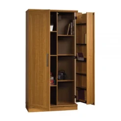 12-Shelf Storage Cabinet, 72"H X 36"W, Sienna Oak