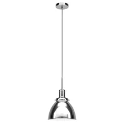 Madison 12" Wide Pendant With Metal Shade In Polished Nickel/Polished Nickel
