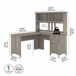 Bush Furniture Salinas 60W L Shaped Desk With Hutch In Driftwood Gray -office furniture sale 9fb1acbb22c9ae6d0349c246e2a399ea32