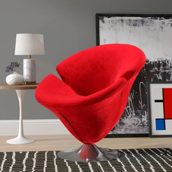 Tulip Swivel Accent Chair In Red And Polished Chrome 2 Tulip Swivel Accent Chair In Red And Polished Chrome - Image 2