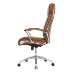 Modern Comfort Verismo Bonded Leather High-Back Executive Chair, Brown/Chrome, BIFMA Certified -office furniture sale a04b879bebd57630bd5fe8c8a39c6e1710