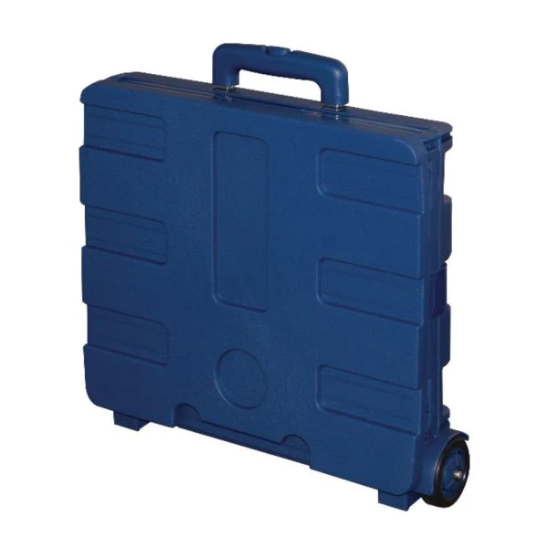Mobile Folding Cart With Lid, 16"H X 18"W X 15"D, Blue 2 Mobile Folding Cart With Lid, 16"H X 18"W X 15"D, Blue - Image 2