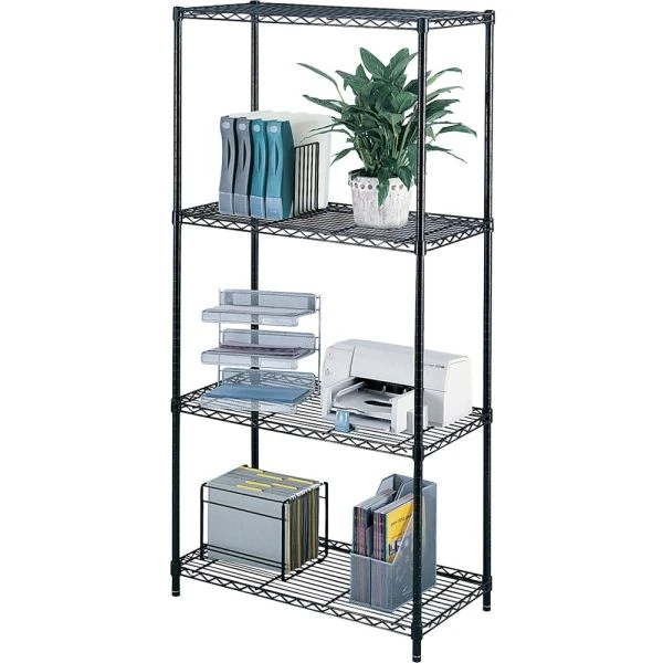Safco Industrial Wire Shelving Starter Kit, Four-Shelf, 48w X 18d X 72h, Black 2 Safco Industrial Wire Shelving Starter Kit, Four-Shelf, 48w X 18d X 72h, Black - Image 2